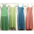 Women's Long Maxi Dress Solid Color with Stripes